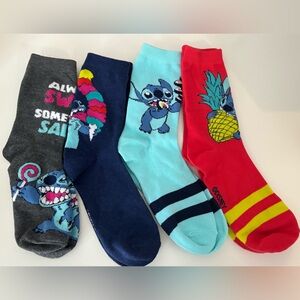 Disney Women’s Socks - Red, Light Blue, Navy, Gray - Stitch